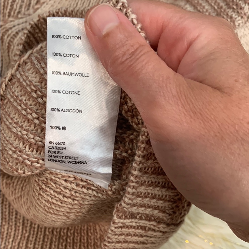 Free People Tan V-Neck Sweater with Ribbed Knit Women’s XS - Picture 5 of 5